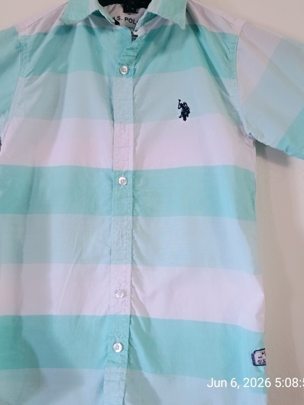 U.S. Polo Assn. Mint & White Striped Button-Up Shirt